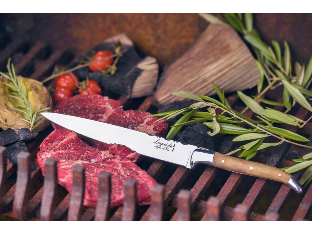 Laguiole Knivset, 6 st med magnetstativ LUXURY, olivträ