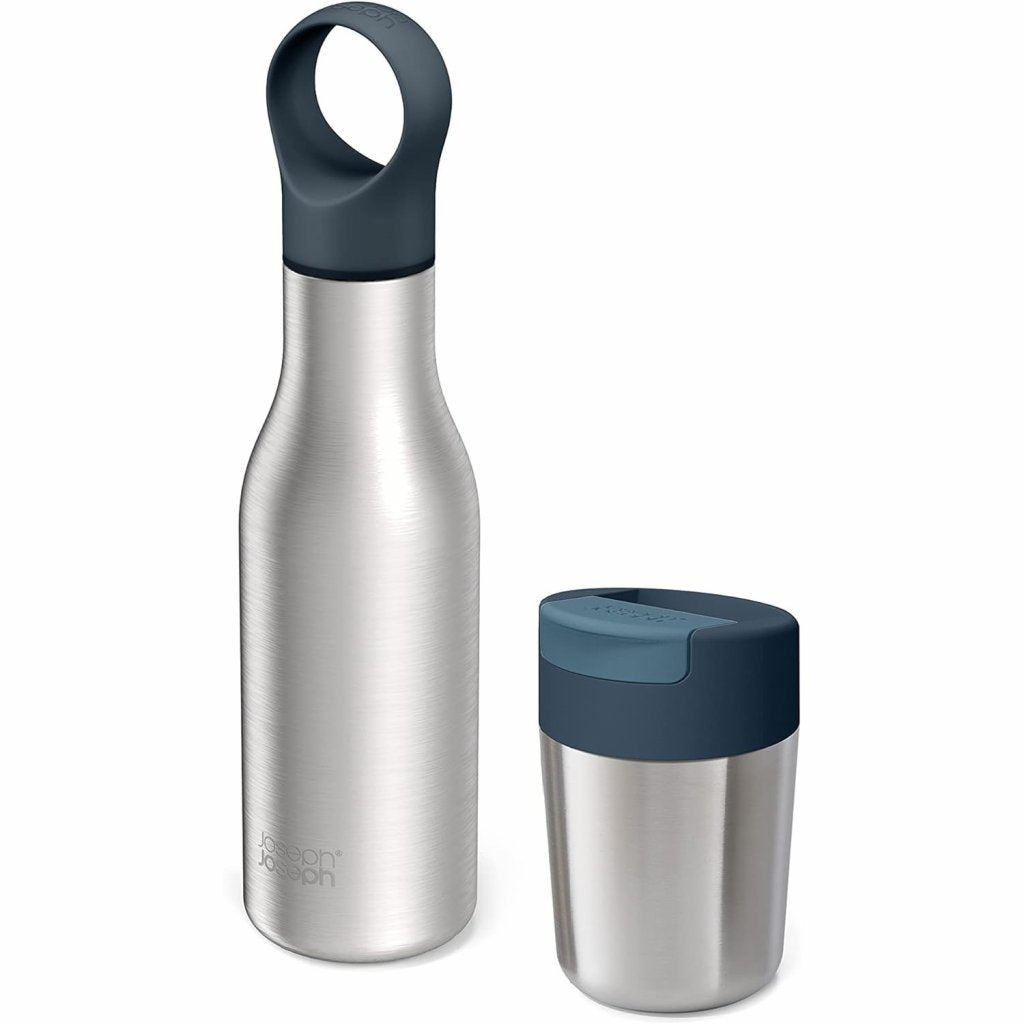 Joseph Joseph Termosflaska LOOP&SIPP 81129 500 ml, med termomugg 340 ml, blå, rostfritt stål