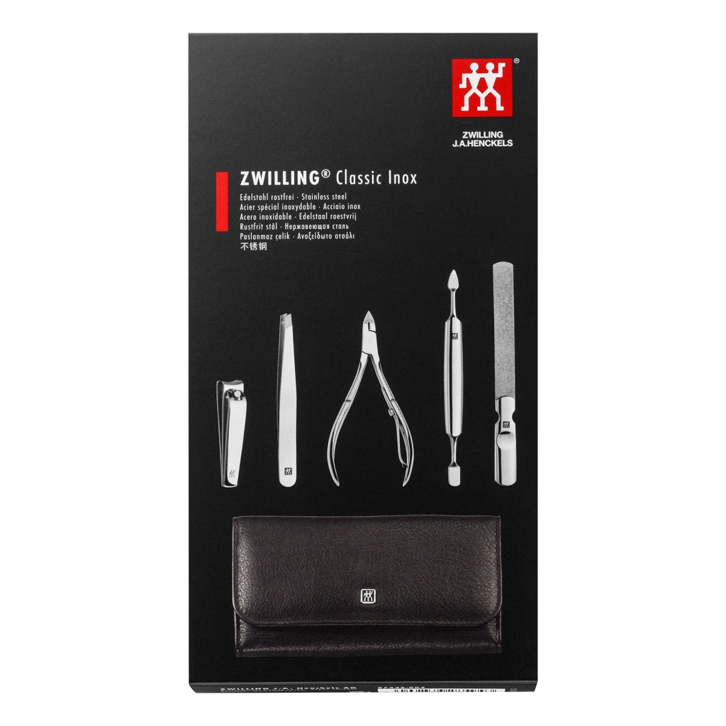 ZWILLING Manikyrset CLASSIC INOX, 5 st, med nagelbandklippare, svart, Zwilling