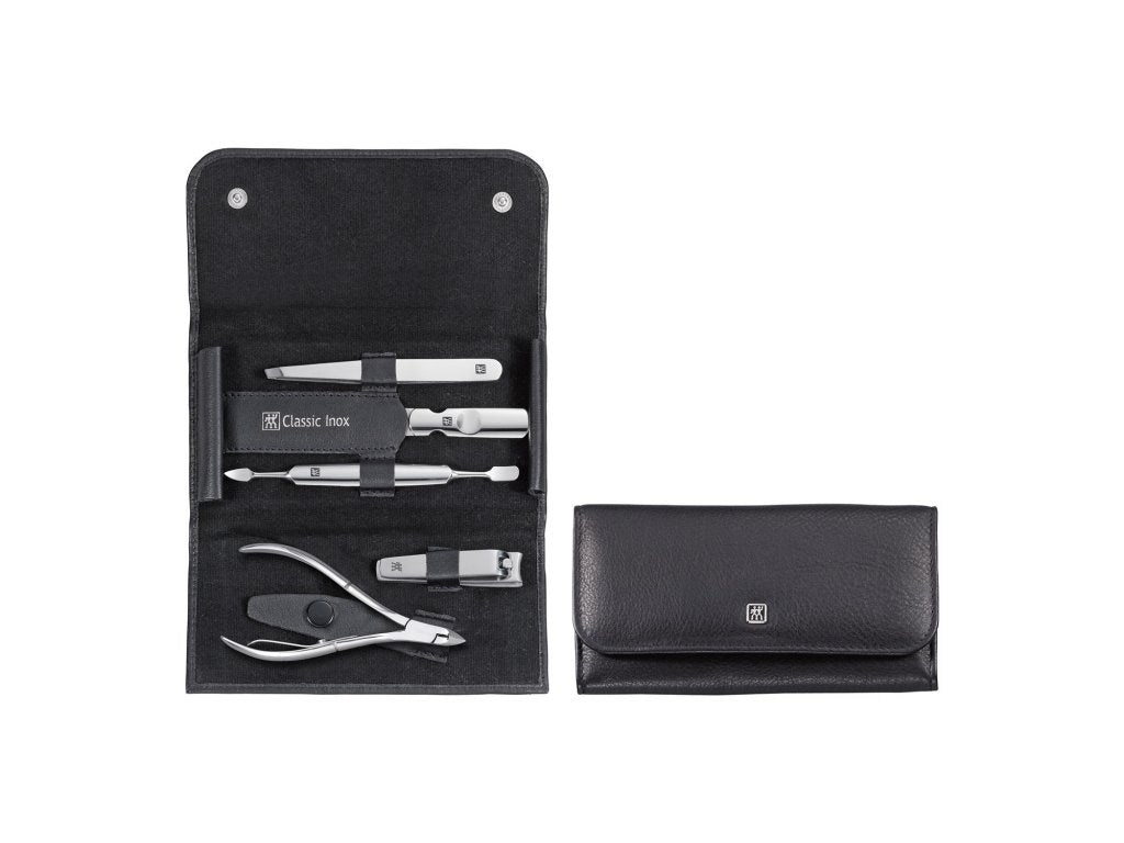 ZWILLING Manikyrset CLASSIC INOX, 5 st, med nagelbandklippare, svart, Zwilling