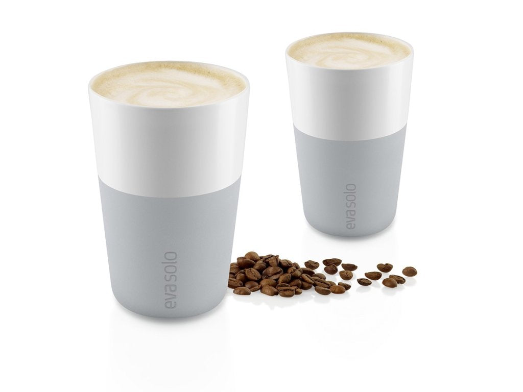 Eva Solo Mugg 360 ml, set i 2 delar, med silikonöverdrag, ljusgrå