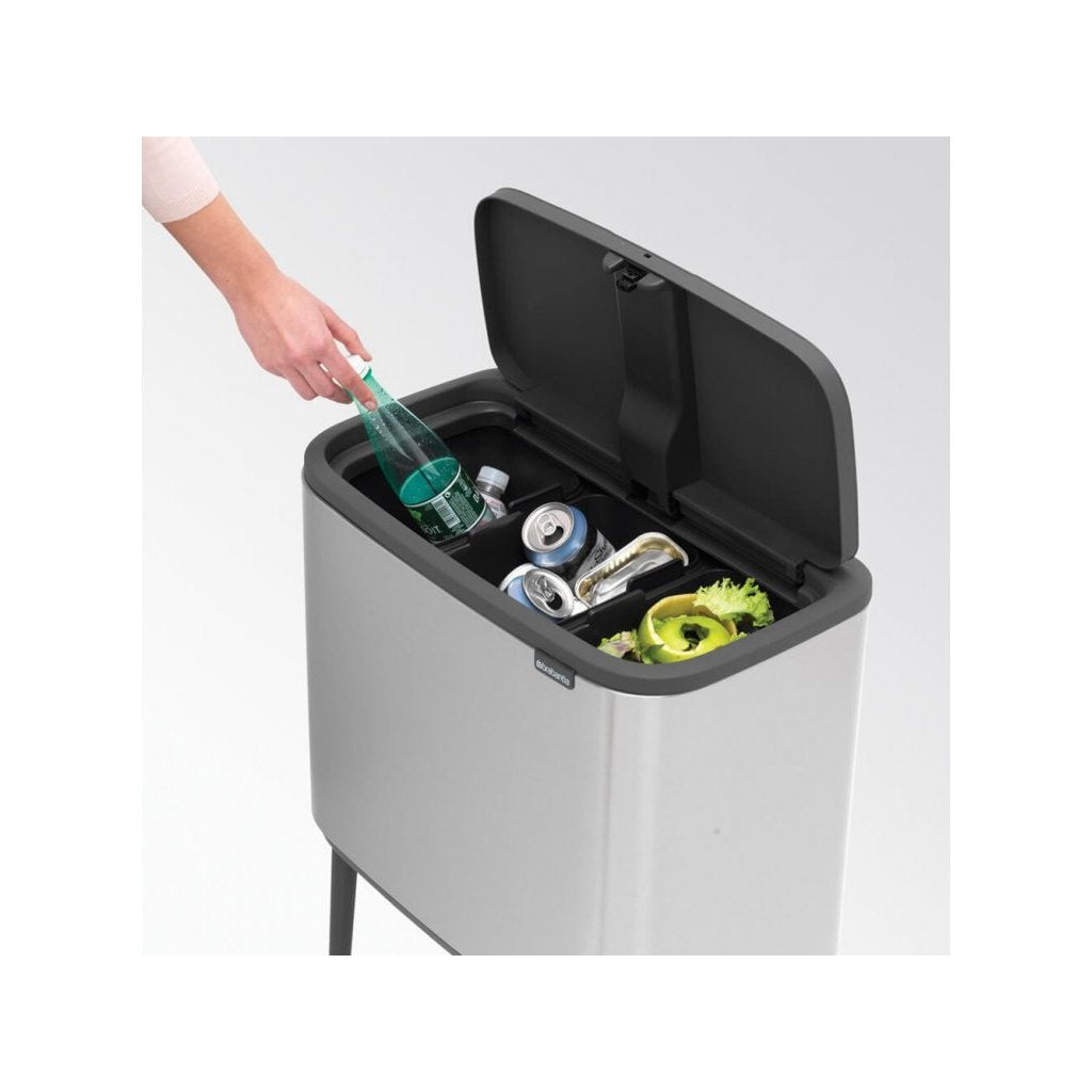 Brabantia Soptunna med trycklock BO 3 x 11 l, matt stål