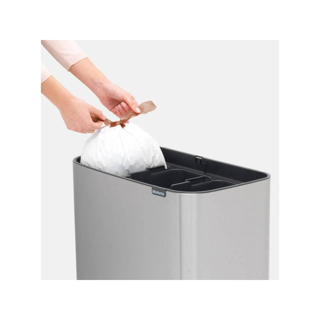 Brabantia Soptunna med trycklock BO 3 x 11 l, matt stål