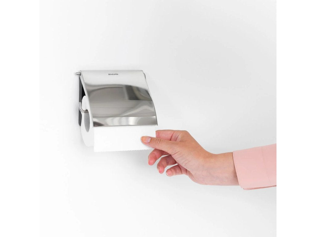 Brabantia Toalettborsthållare, toalettpappershållare och reservrullstativ i set RENEW, blankt stål