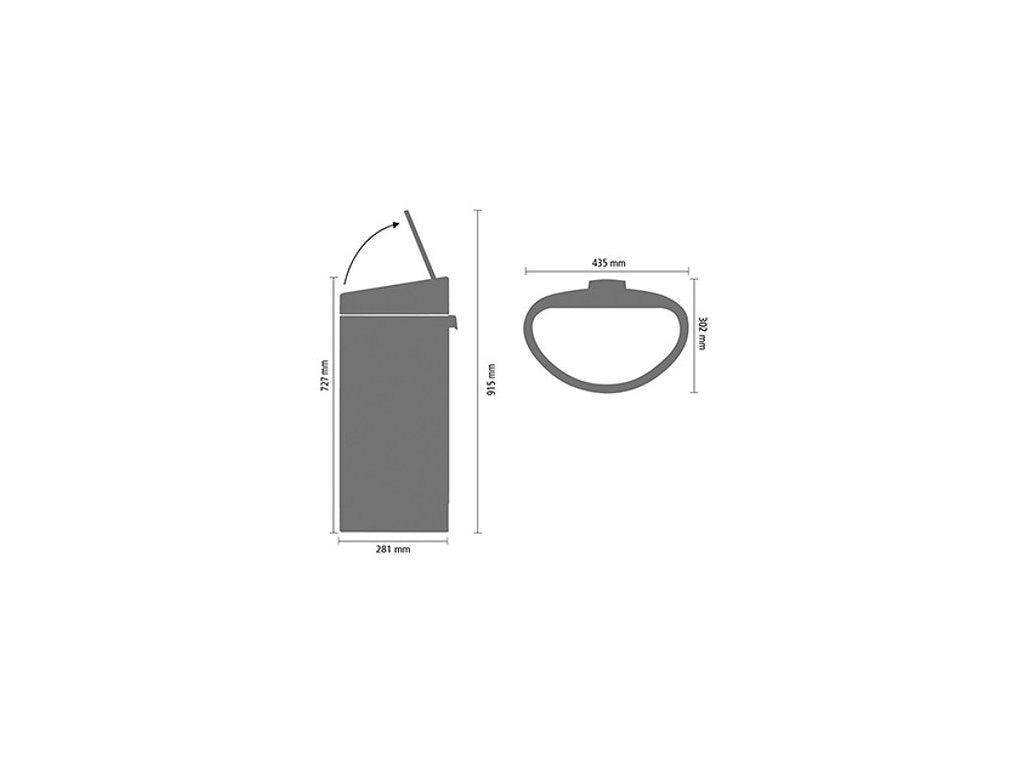 Brabantia Soptunna med trycklock TOUCH BIN NY 40 l, matt svart med matt lock