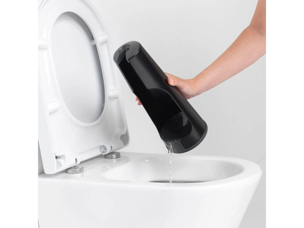 Brabantia Toalettborsthållare, toalettpappershållare och reservrullstativ i set RENEW, svart