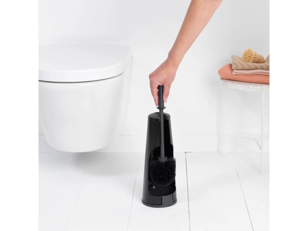 Brabantia Toalettborsthållare, toalettpappershållare och reservrullstativ i set RENEW, svart