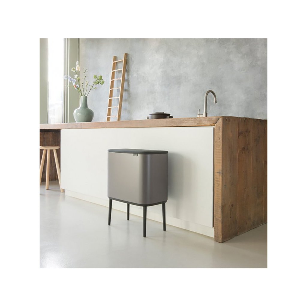 Brabantia Soptunna med trycklock BO 11 + 23 l, platina
