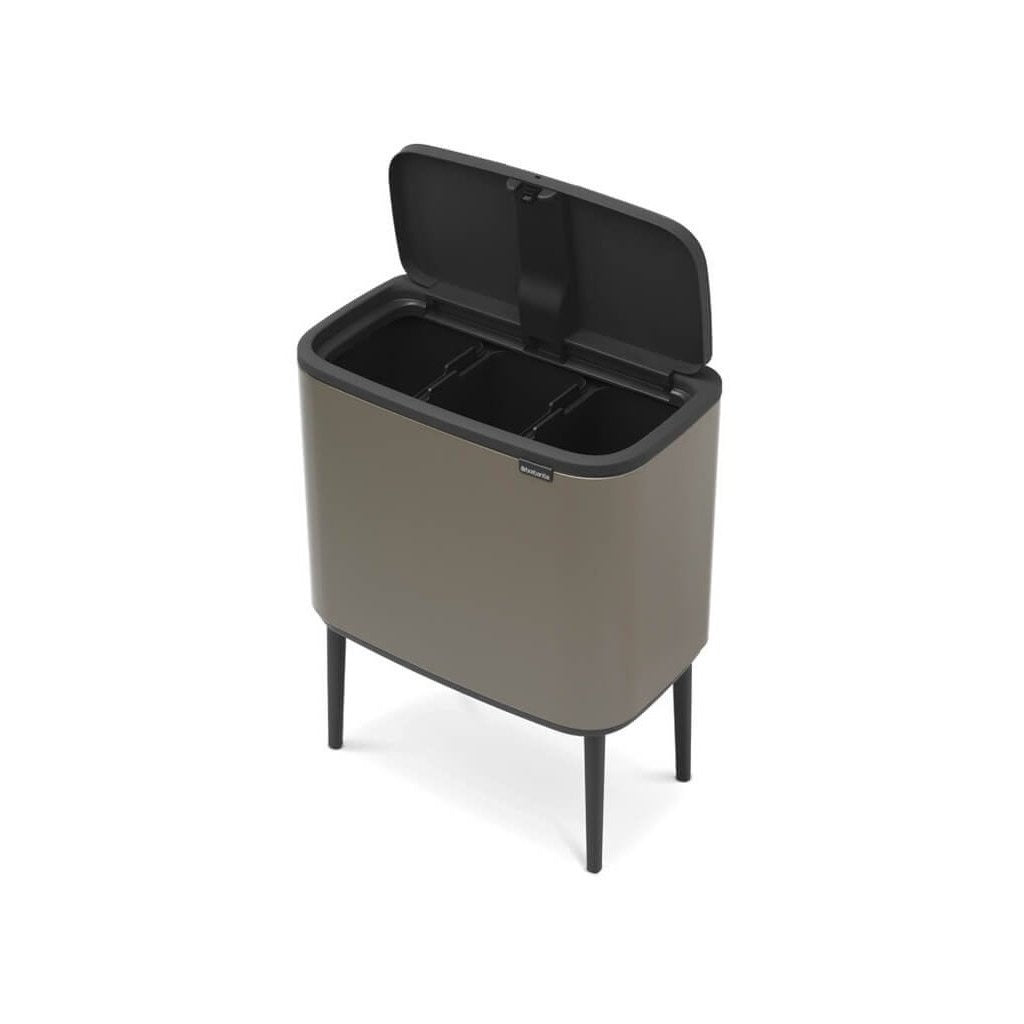 Brabantia Soptunna med trycklock BO 3 x 11 l, platina