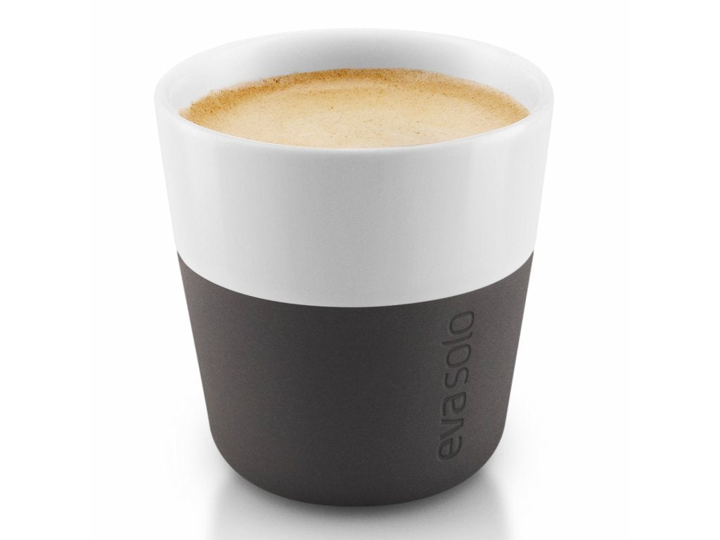 Eva Solo Espressokopp 80 ml, set i 2 delar, med silikonöverdrag, kolsvart