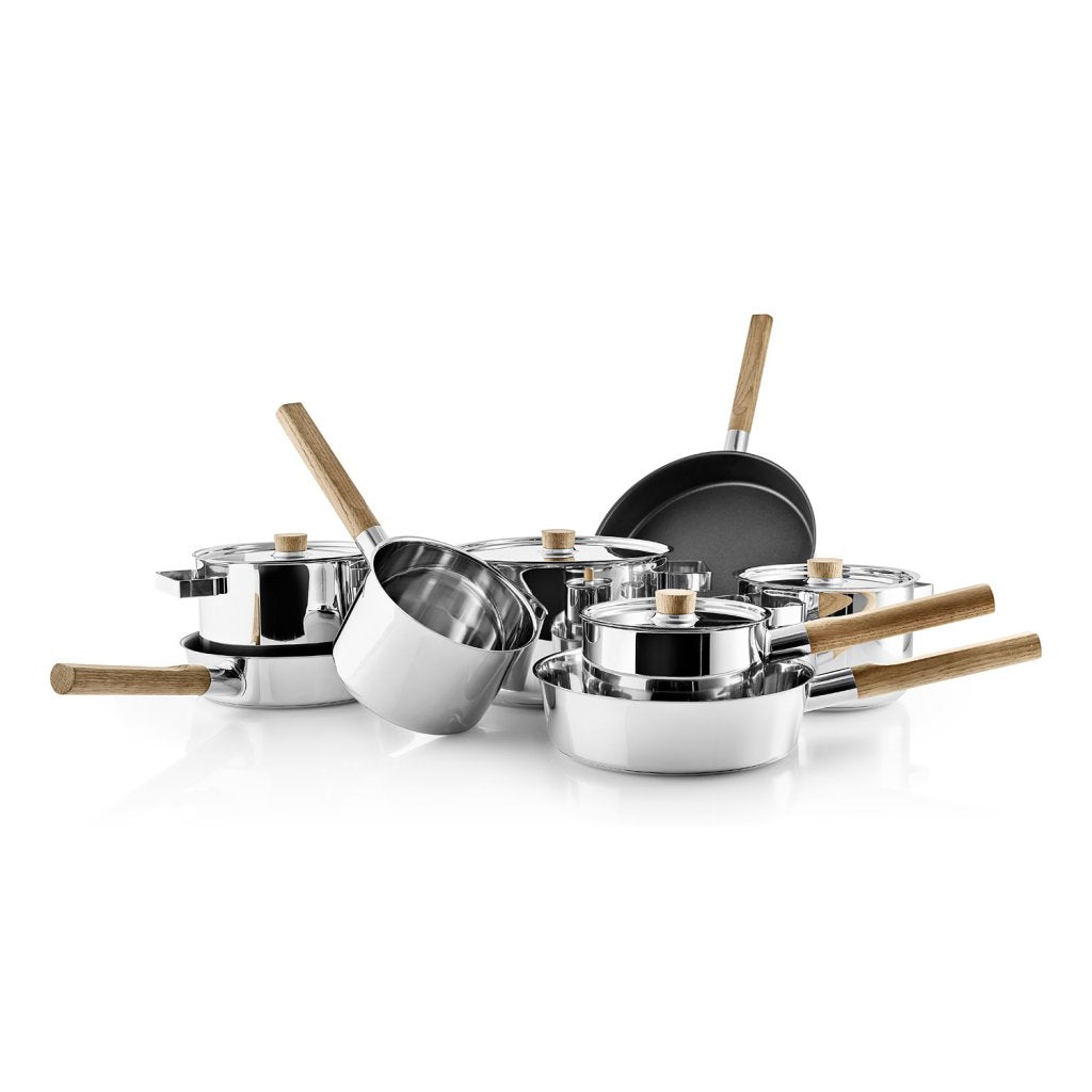 Eva Solo Gryta NORDIC KITCHEN 3 l, 18 cm, lock med trähandtag, rostfritt stål