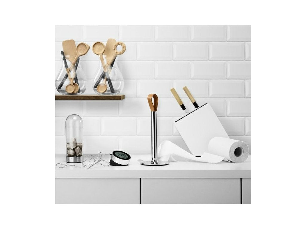 Eva Solo Hållare hushållspapper 23,4 cm, läderhandtag, rostfritt stål