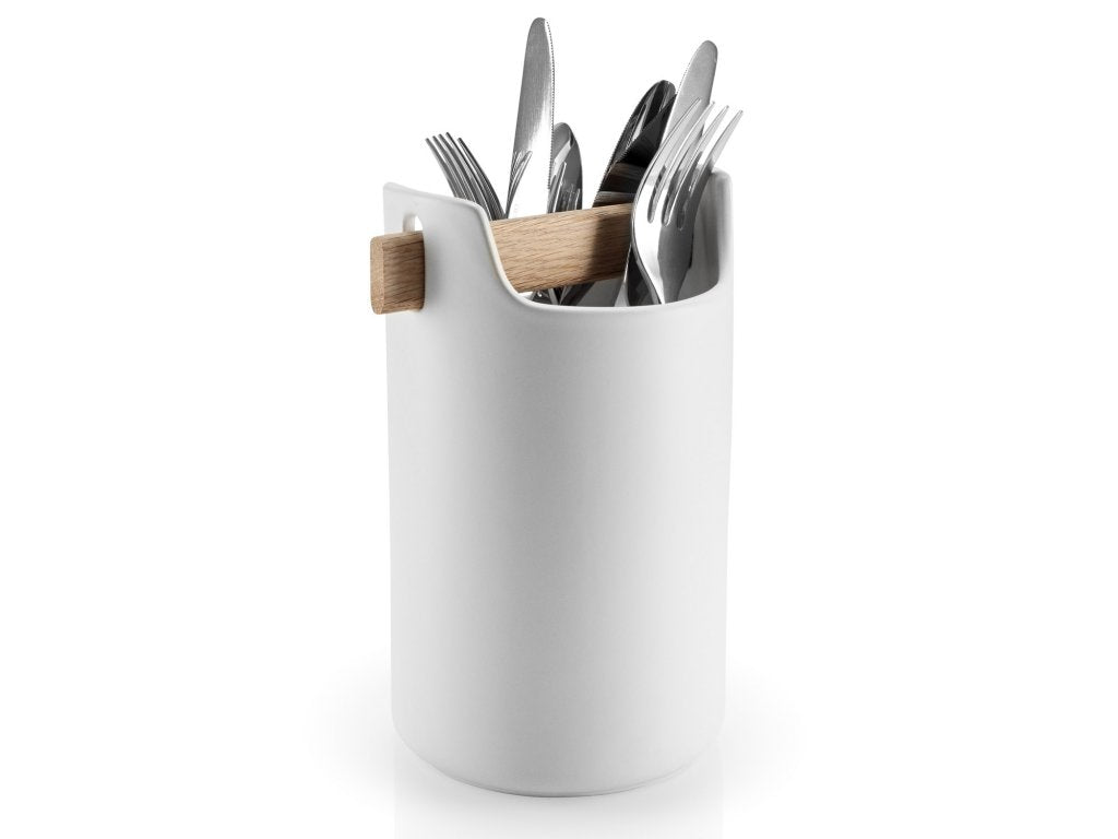 Eva Solo Redskapshållare 20 cm, handtag i ek, vit, keramik
