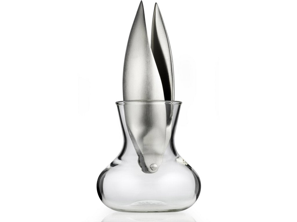 Eva Solo Vitlökspress, med glasbehållare, rostfritt stål