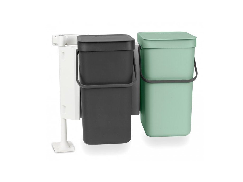Brabantia Inbyggd soptunna SORT & GO 2 x 12 l, grå/grön