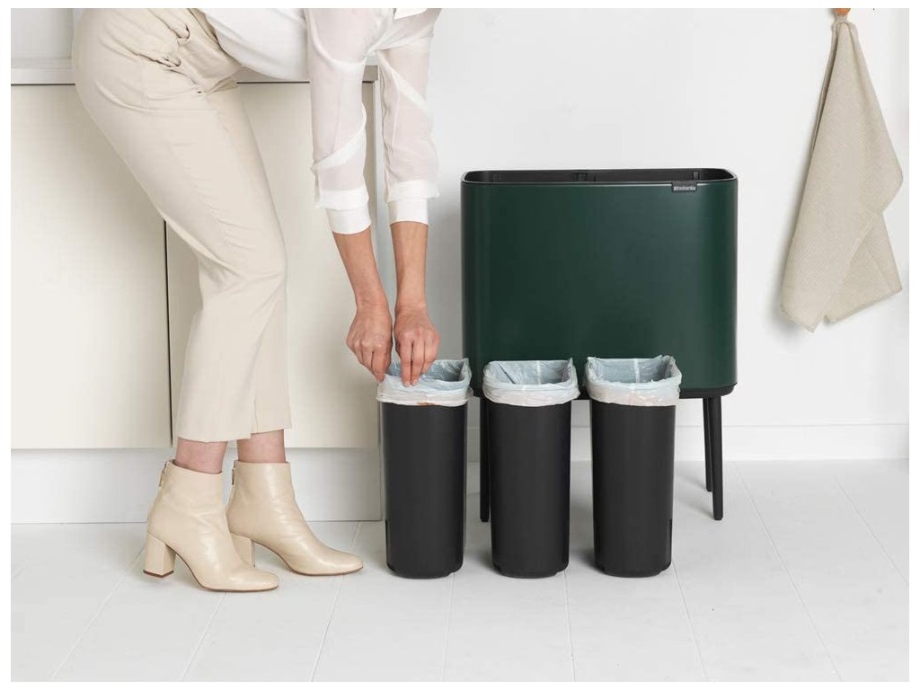 Brabantia Soptunna med trycklock BO TOUCH BIN 3 x 11 l, grön