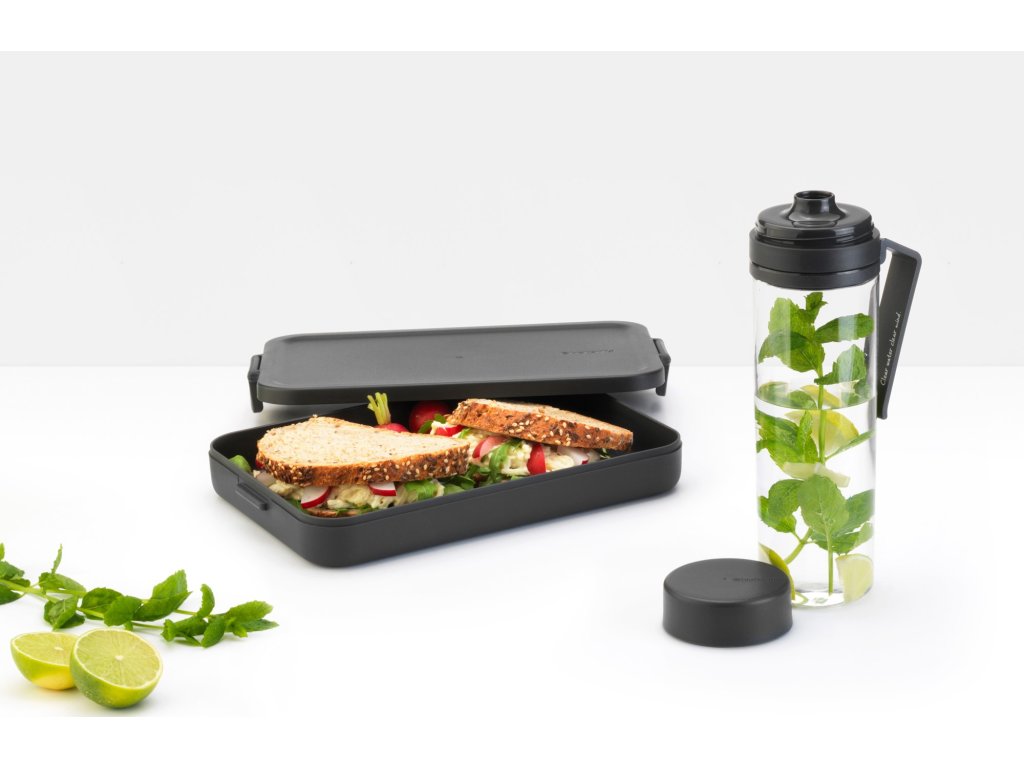 Brabantia Matlåda och vattenflaska i set MAKE & TAKE mörkgrå