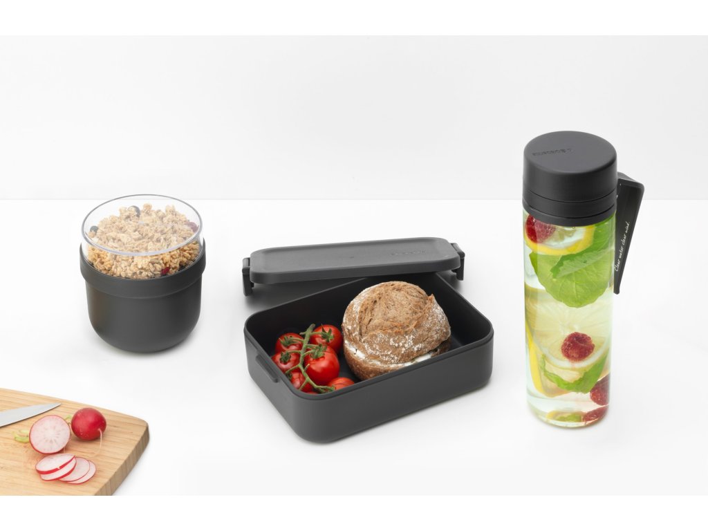Brabantia Matlåda, lunchburk och vattenflaska i set MAKE & TAKE mörkgrå