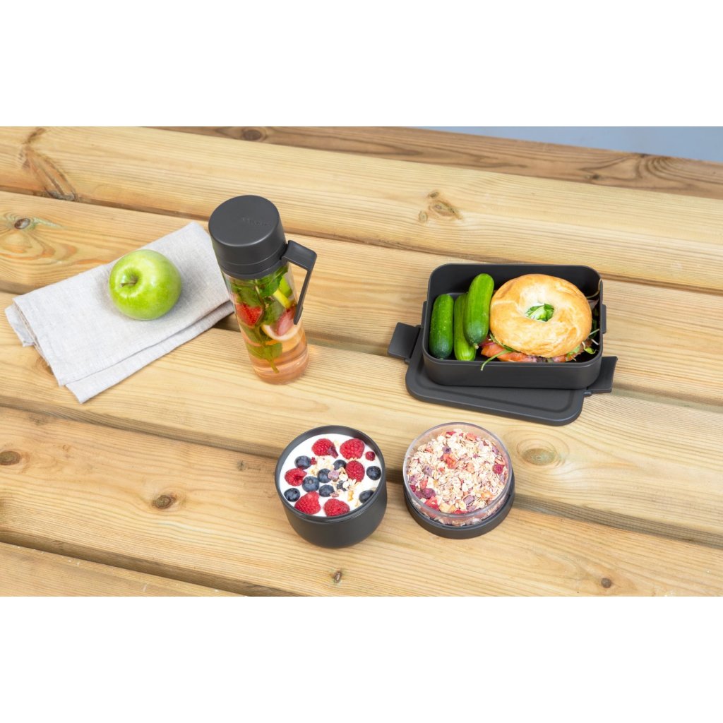 Brabantia Matlåda, lunchburk och vattenflaska i set MAKE & TAKE mörkgrå