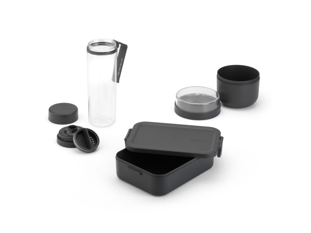 Brabantia Matlåda, lunchburk och vattenflaska i set MAKE & TAKE mörkgrå