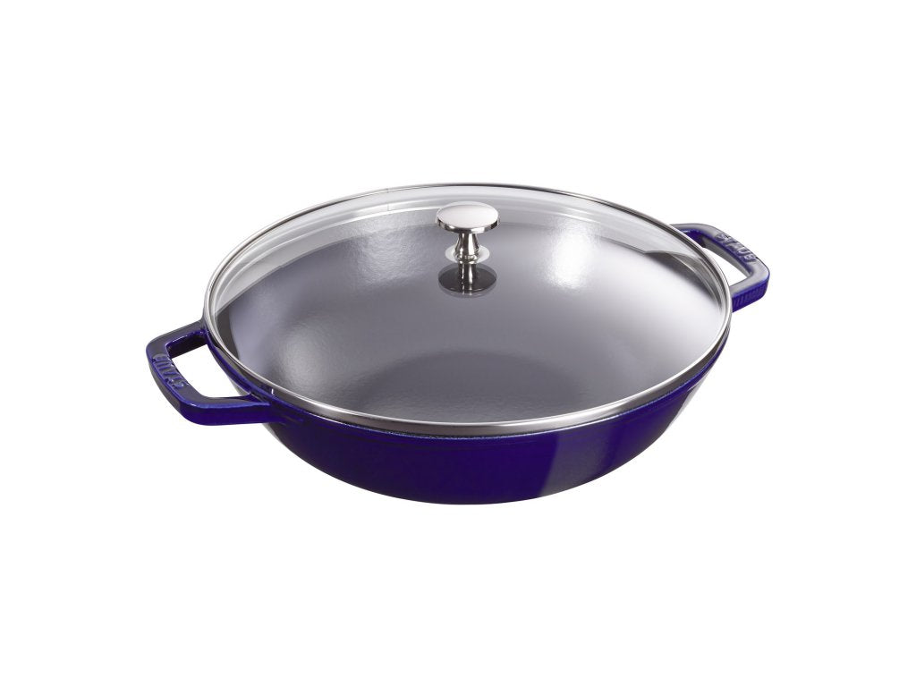 Staub Wok 30 cm, med glaslock, mörkblå