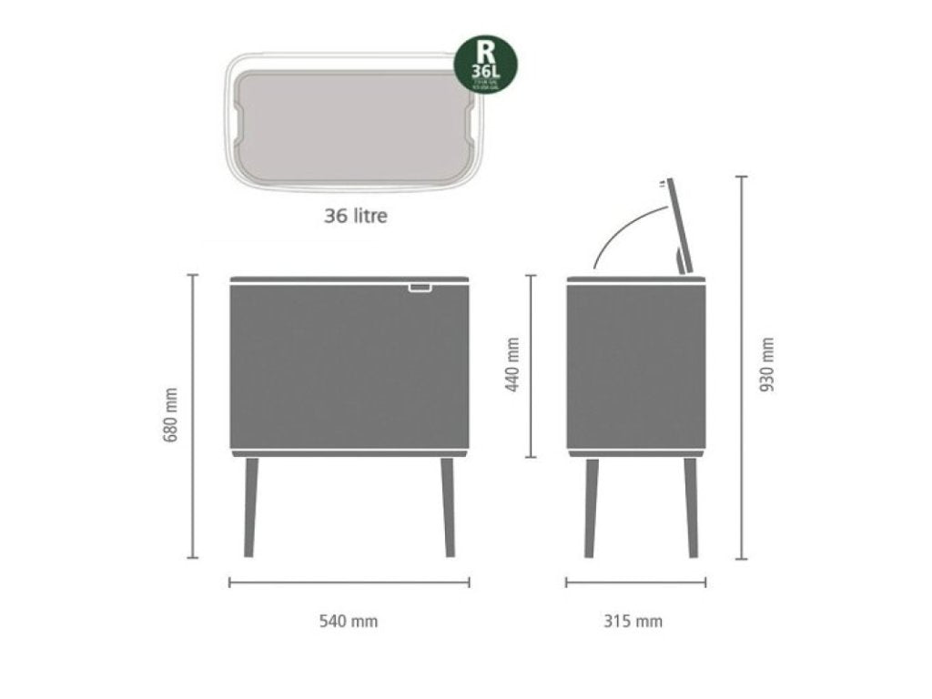Brabantia Soptunna med trycklock BO, 36 l, platina