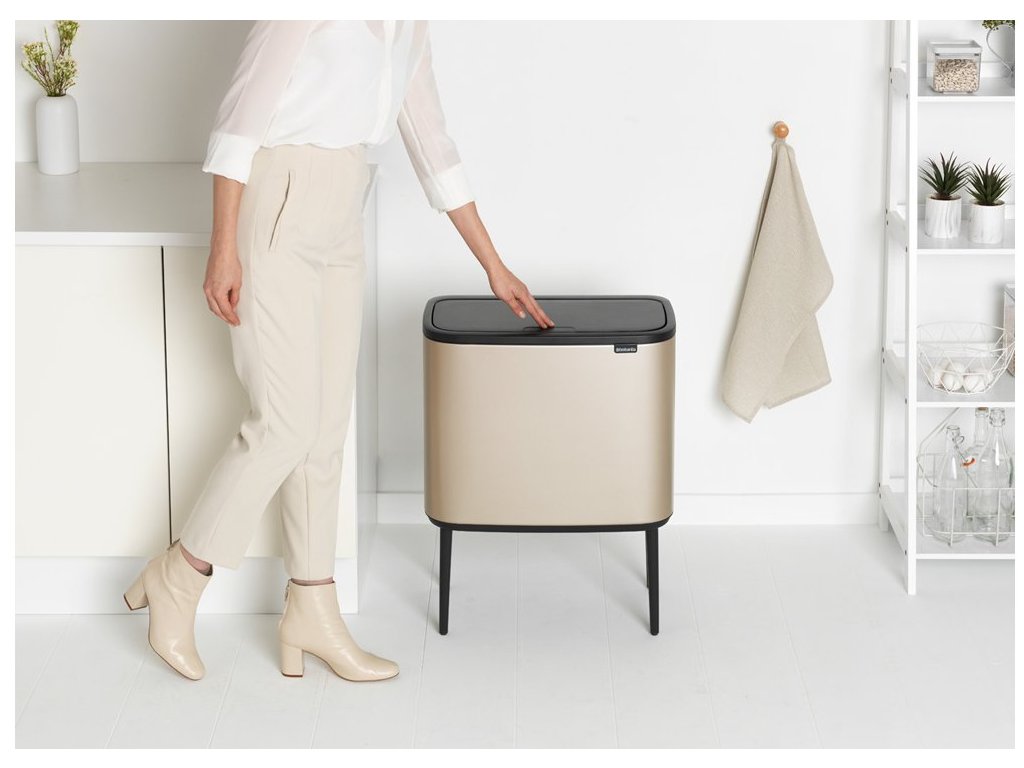Brabantia Soptunna med trycklock BO 11 + 23 l, champagne