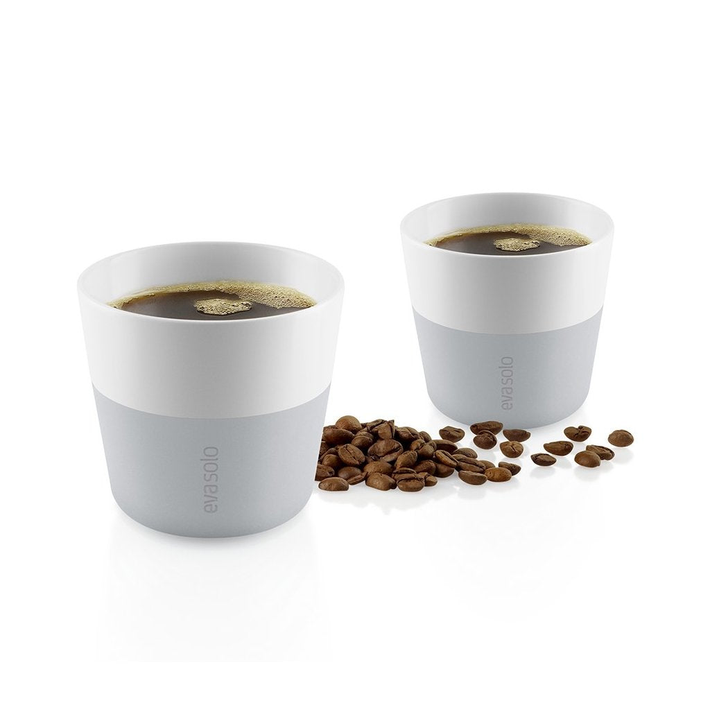 Eva Solo Espressokopp 80 ml, set i 2 delar, med silikonöverdrag, ljusgrå Eva Solo
