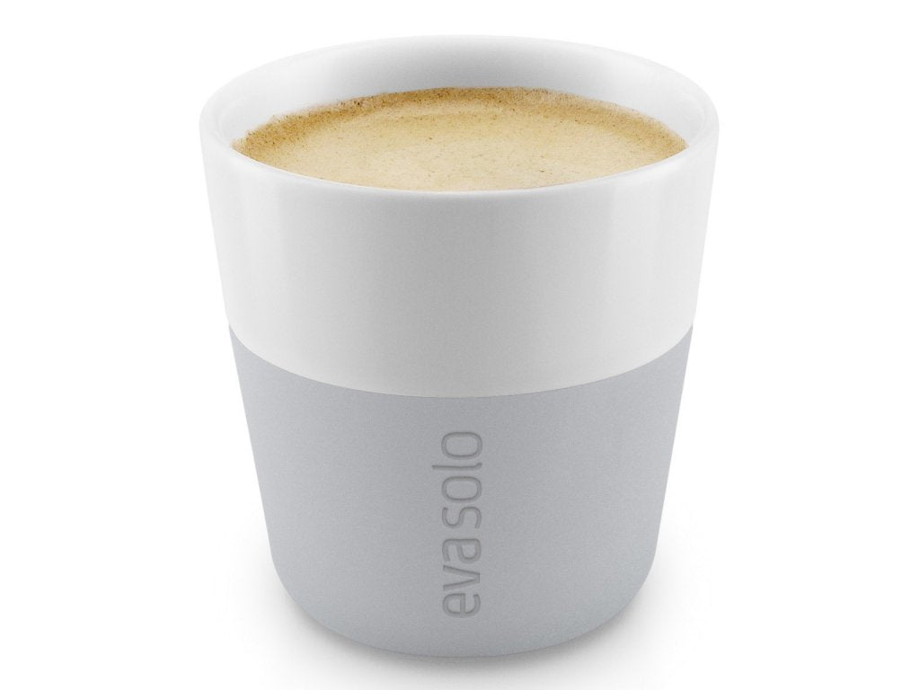Eva Solo Espressokopp 80 ml, set i 2 delar, med silikonöverdrag, ljusgrå Eva Solo