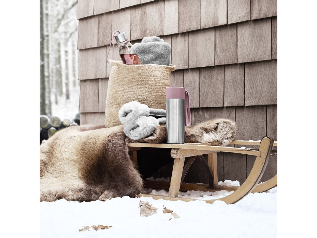 Eva Solo Vattenflaska 500 ml, med korallfärgad rem, plast