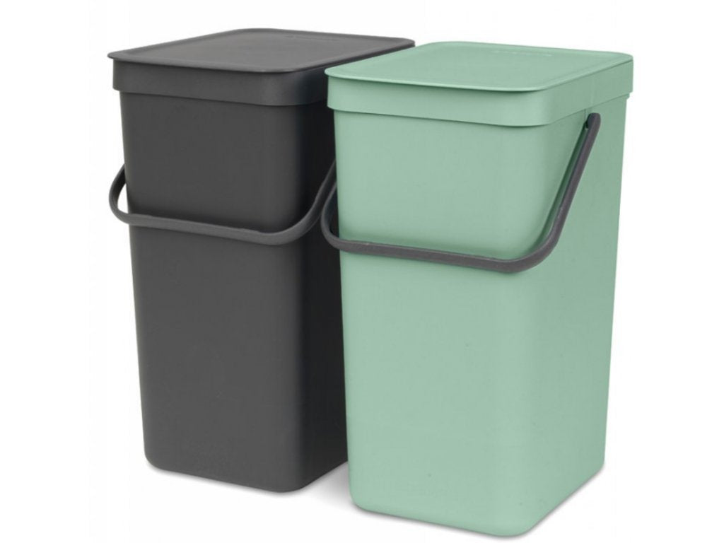 Brabantia Inbyggd soptunna SORT & GO 2 x 16 l, grå/grön