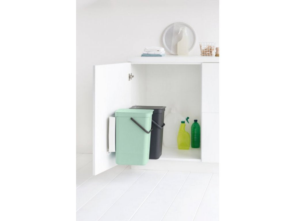 Brabantia Inbyggd soptunna SORT & GO 2 x 16 l, grå/grön