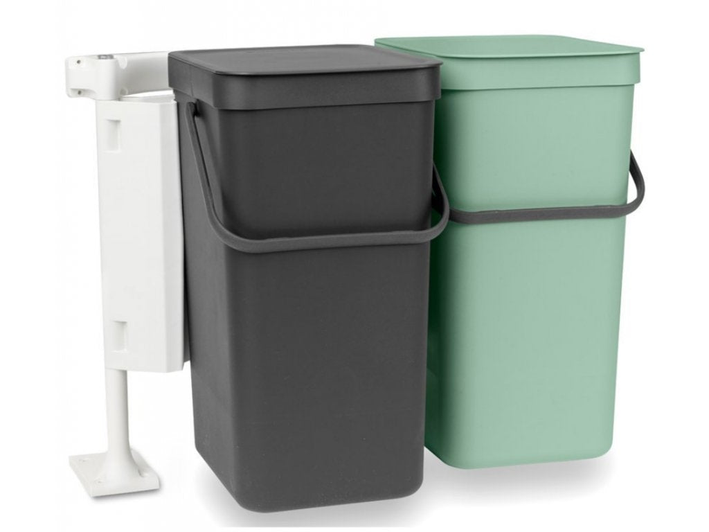 Brabantia Inbyggd soptunna SORT & GO 2 x 16 l, grå/grön
