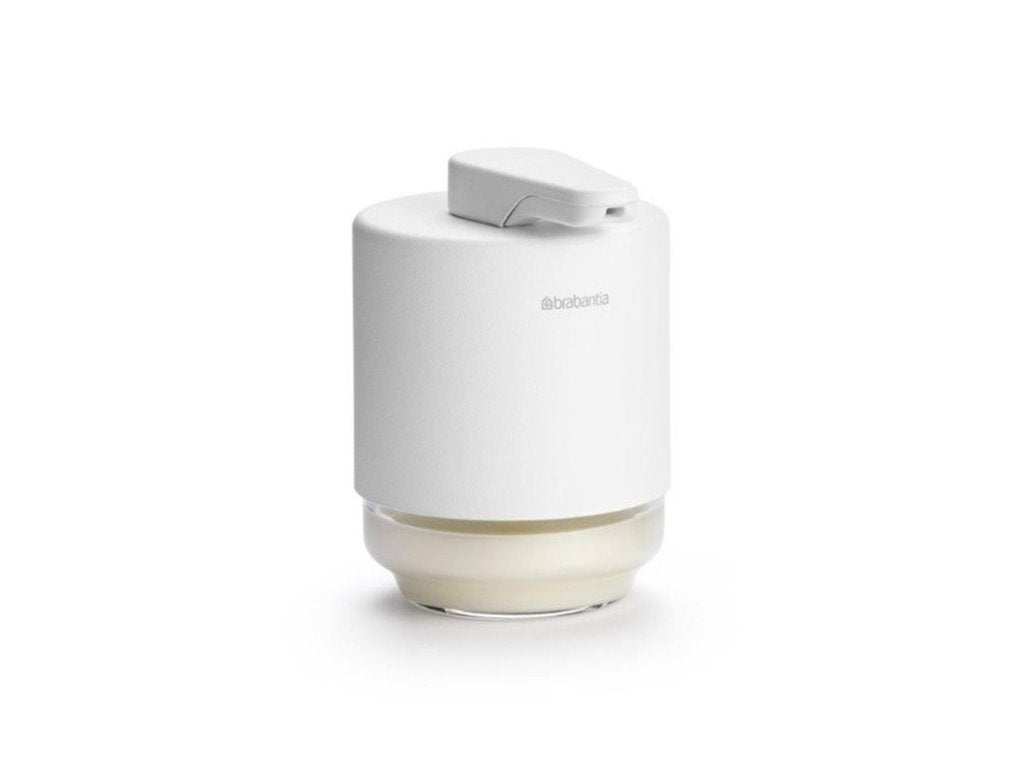 Brabantia Dispenser för flytande tvål MINDSET 200 ml, mineralvit, stål och glas