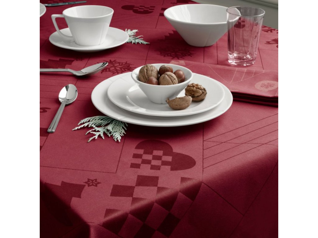 Rosendahl Julduk NATALE 150 x 370 cm, jacquardvävd, röd