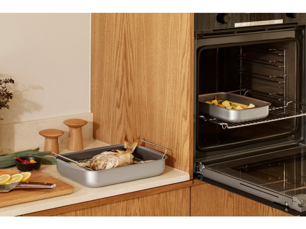 Eva Solo Stekplåt PROFESSIONAL 26 x 19 cm, med galler, grå, aluminium