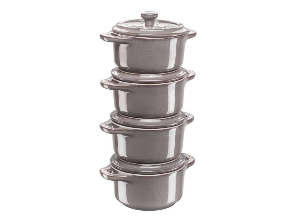 Staub Ugnsform 10 cm, set i 4 delar, grå, keramik