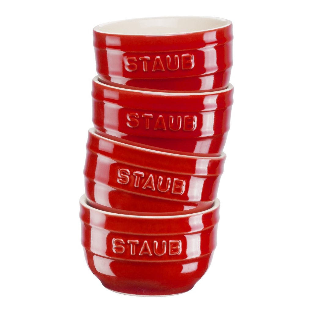 Staub Ramekin 9 cm, set i 4, röd, keramik