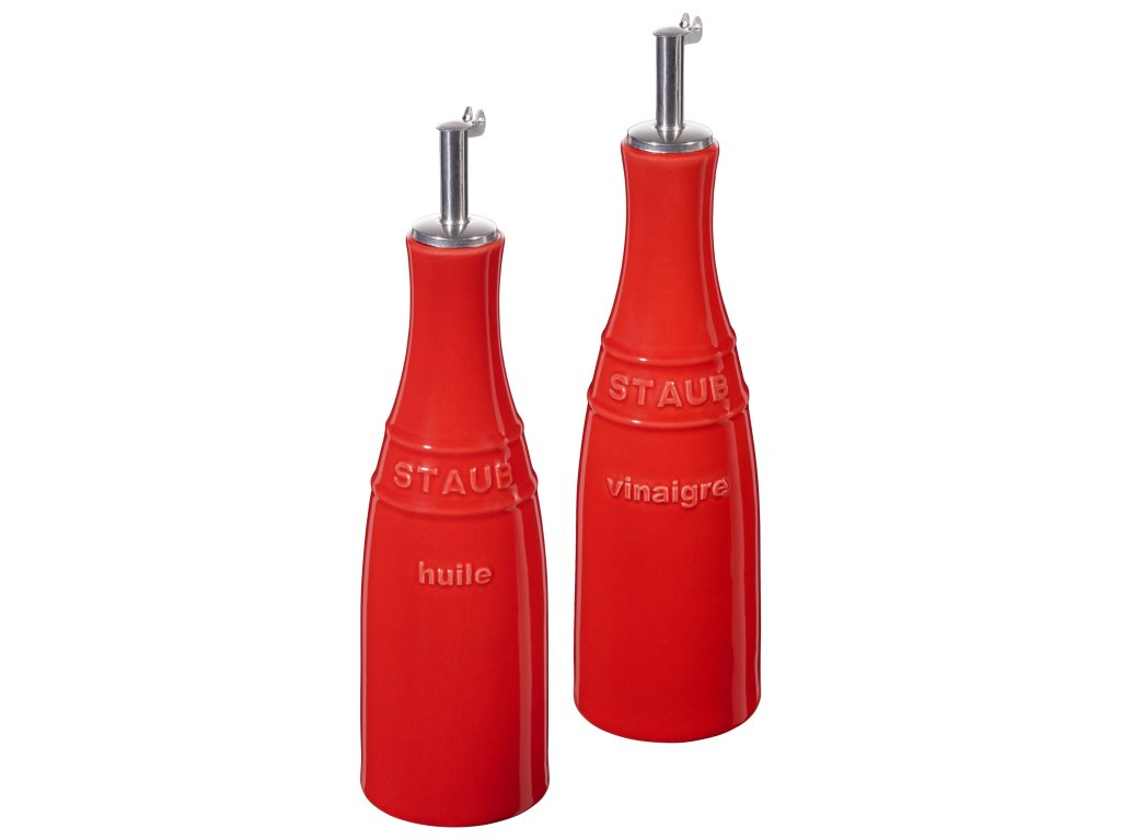 Staub Oljedispenser 250 ml, set i 2 delar, röd, keramik