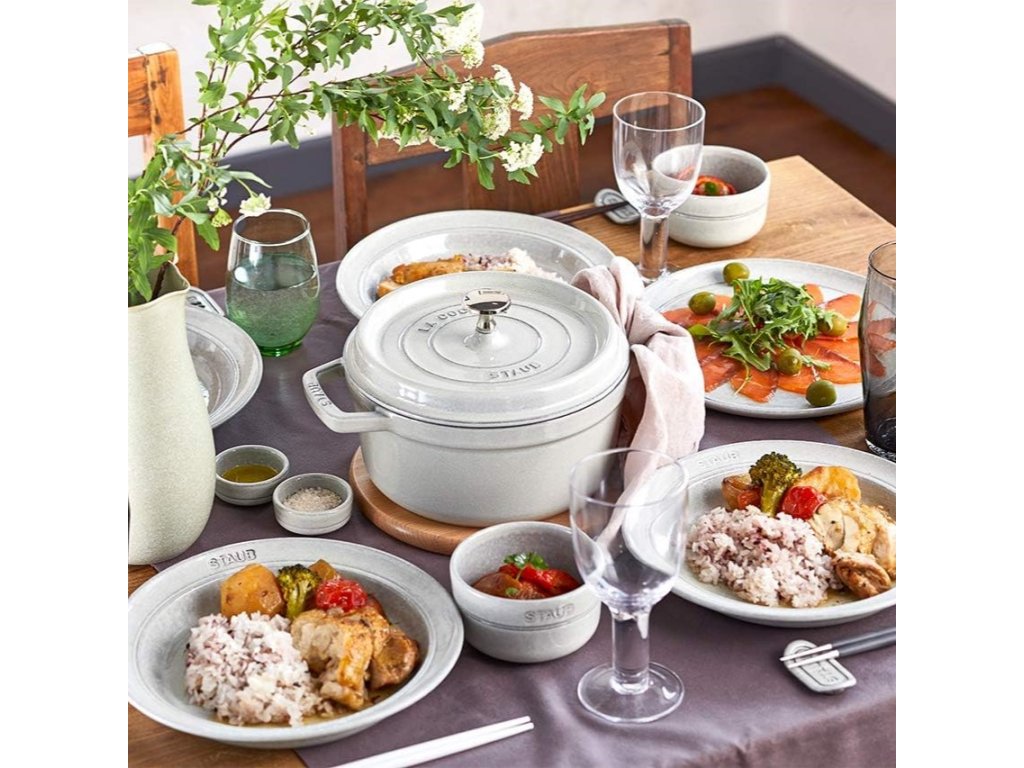 Staub Bestickhållare, set i 4 delar, grå, keramik