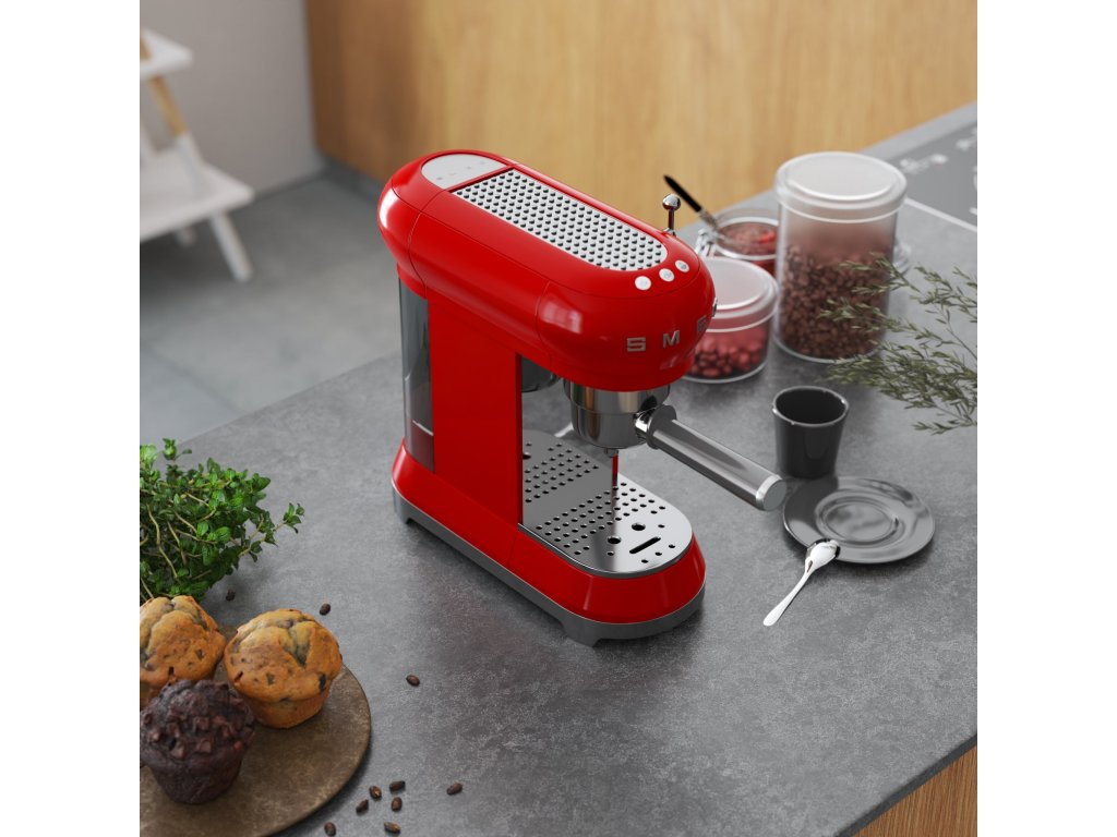 Smeg Halvautomatisk kaffemaskin ECF01RDEU, röd