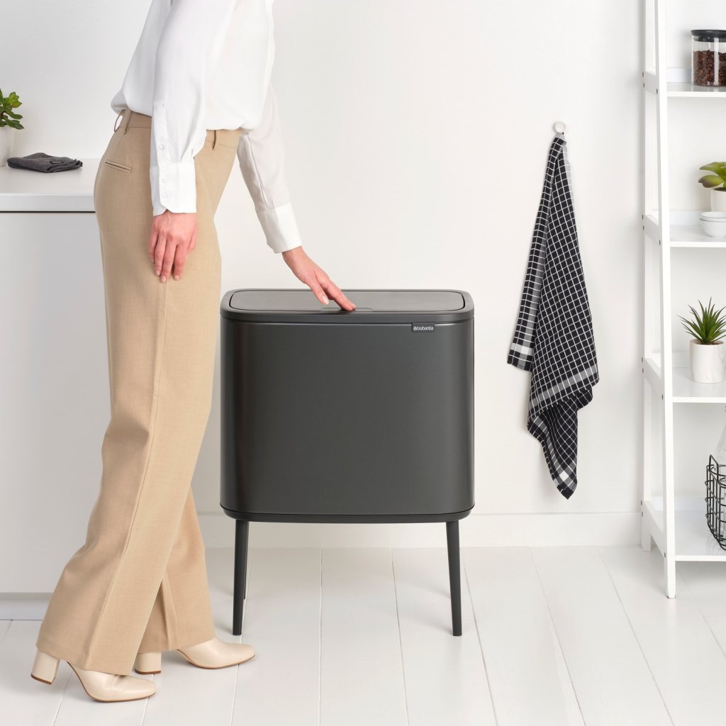 Brabantia Soptunna med trycklock BO TOUCH BIN 11 + 23 l, konfidensgrå, stål