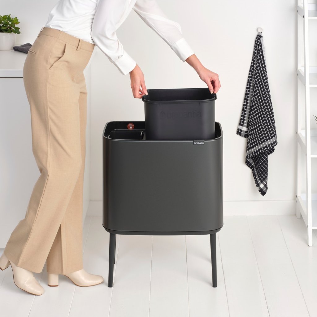 Brabantia Soptunna med trycklock BO TOUCH BIN 11 + 23 l, konfidensgrå, stål