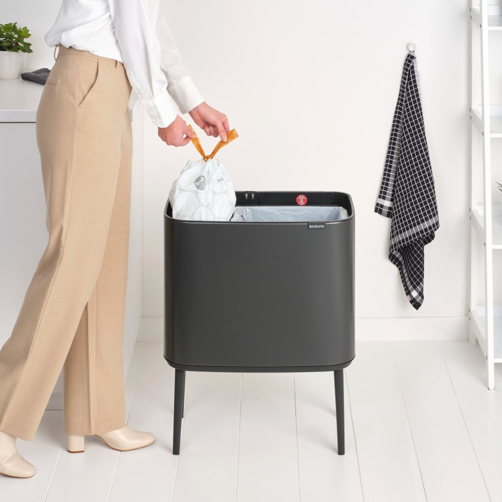 Brabantia Soptunna med trycklock BO TOUCH BIN 11 + 23 l, konfidensgrå, stål