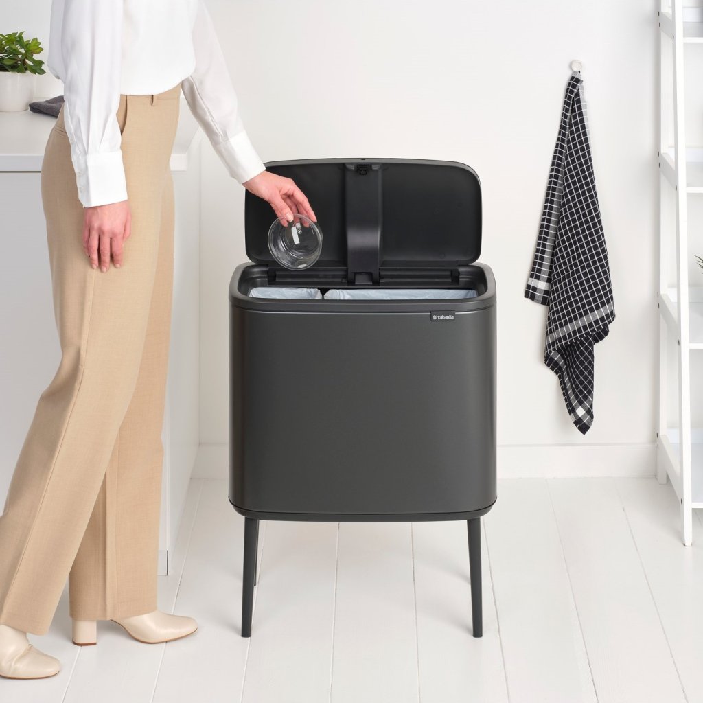 Brabantia Soptunna med trycklock BO TOUCH BIN 11 + 23 l, konfidensgrå, stål