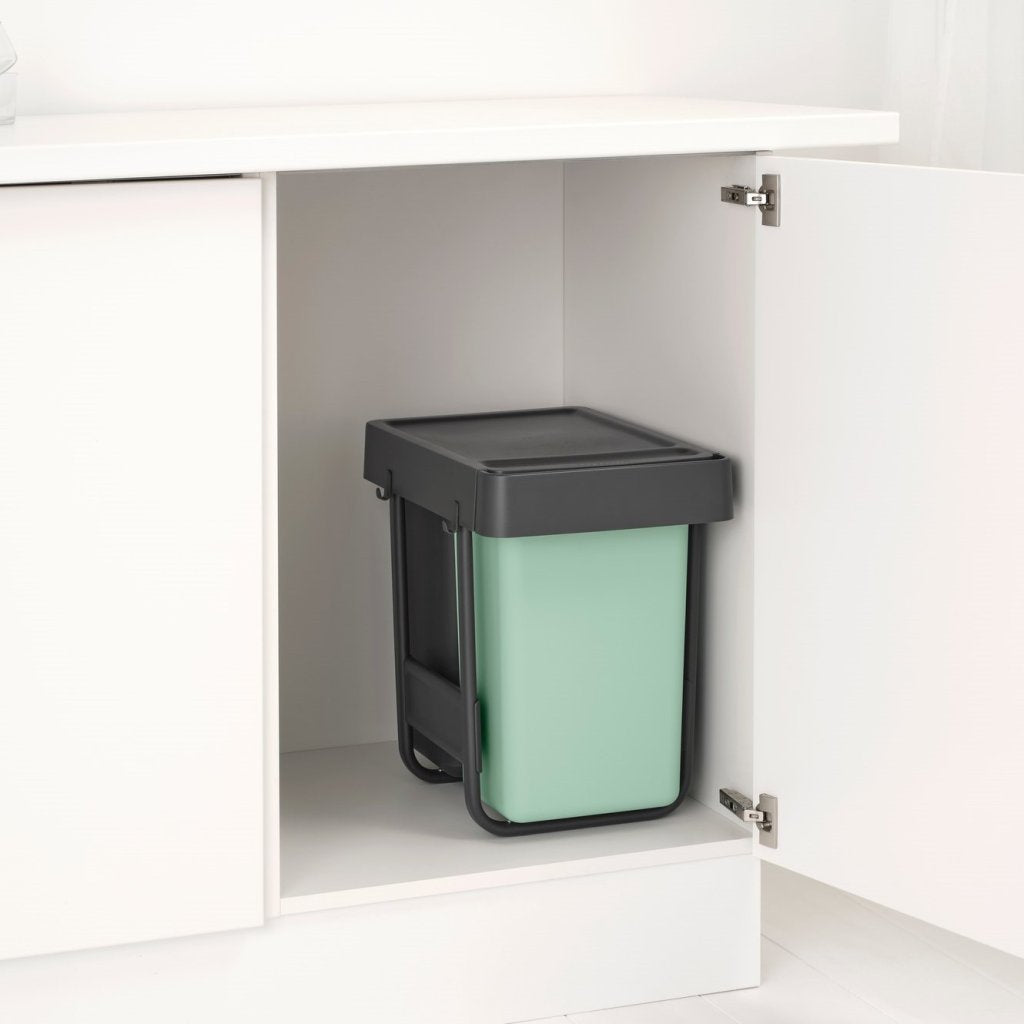 Brabantia Inbyggd avfallstunna SORT & GO 2x 15 l, mörkgrå / jadegrön, plast