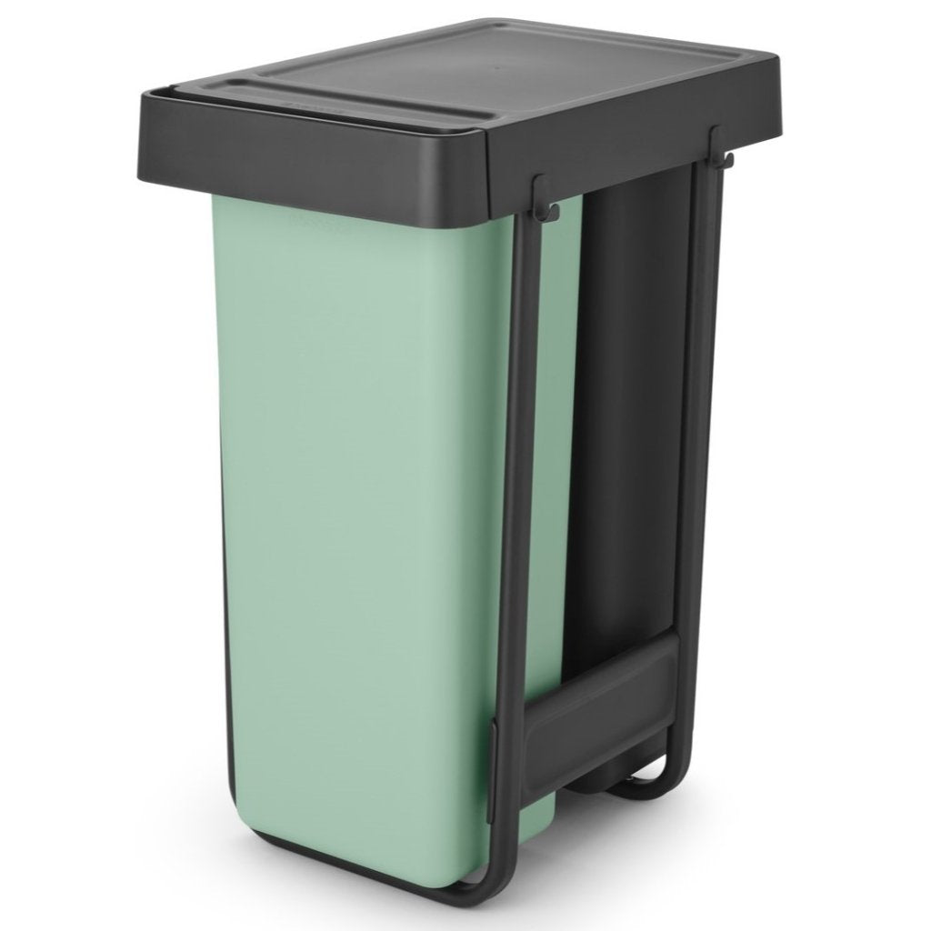 Brabantia Inbyggd avfallstunna SORT & GO 2x 30 l, mörkgrå / jadegrön, plast