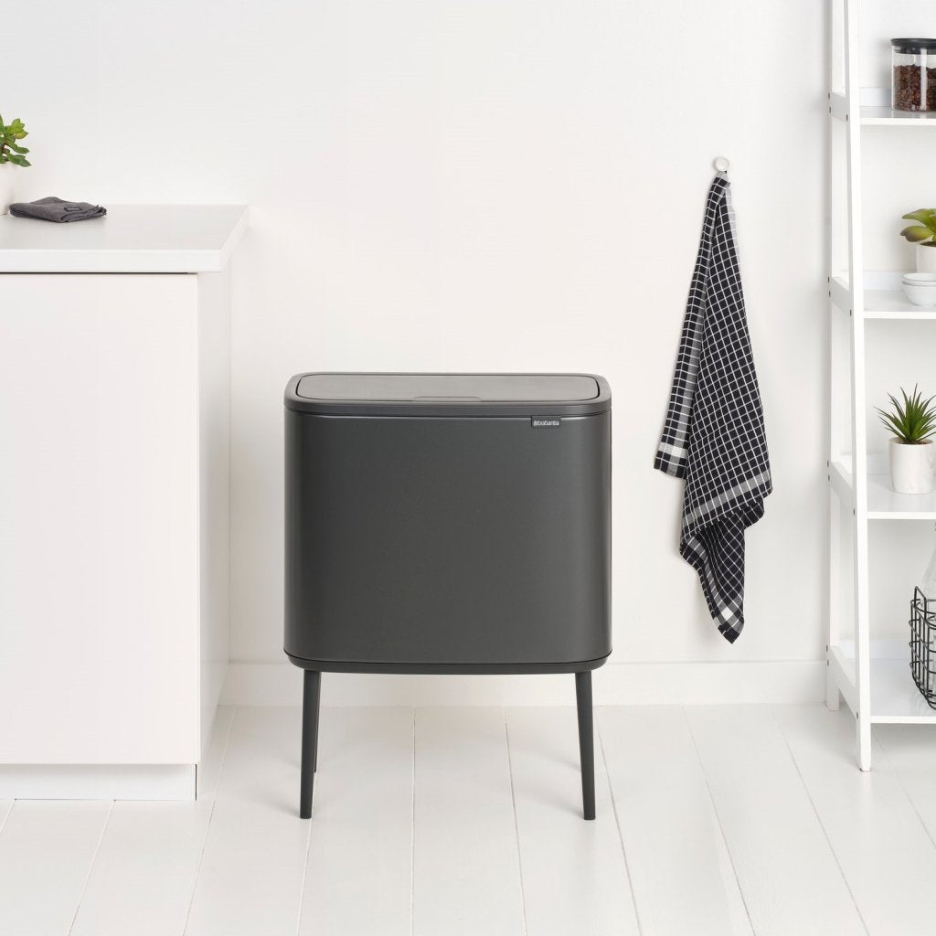 Brabantia Soptunna med trycklock BO TOUCH BIN 3x 11 l, mörk grå, stål