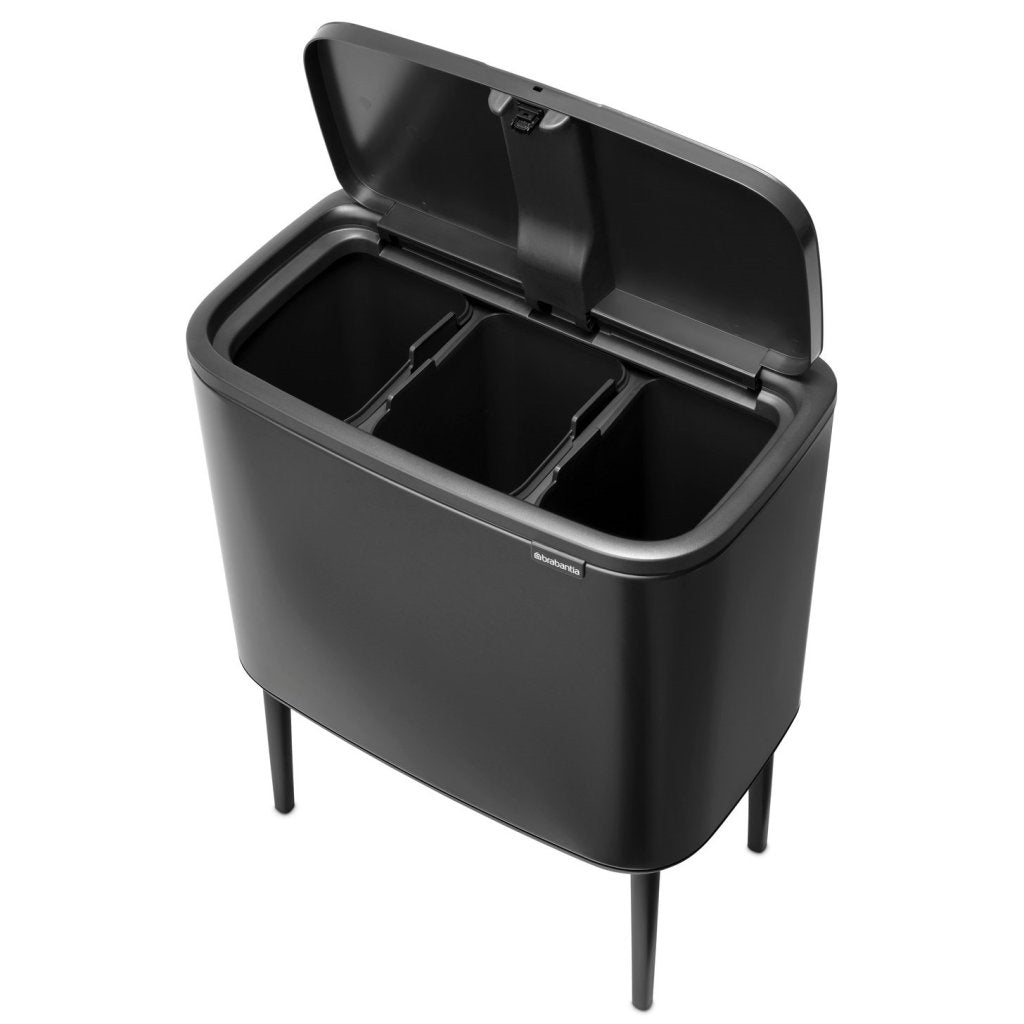 Brabantia Soptunna med trycklock BO TOUCH BIN 3x 11 l, mörk grå, stål