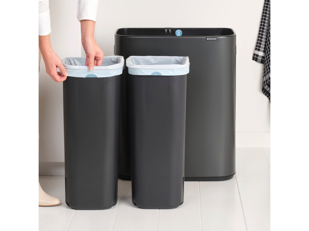 Brabantia Soptunna med trycklock BO TOUCH BIN 2x 30 l, mörk grå, stål